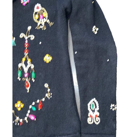 K.I.K.I.T S Christmas Sweater Size Large Beaded - Picture 3 of 16